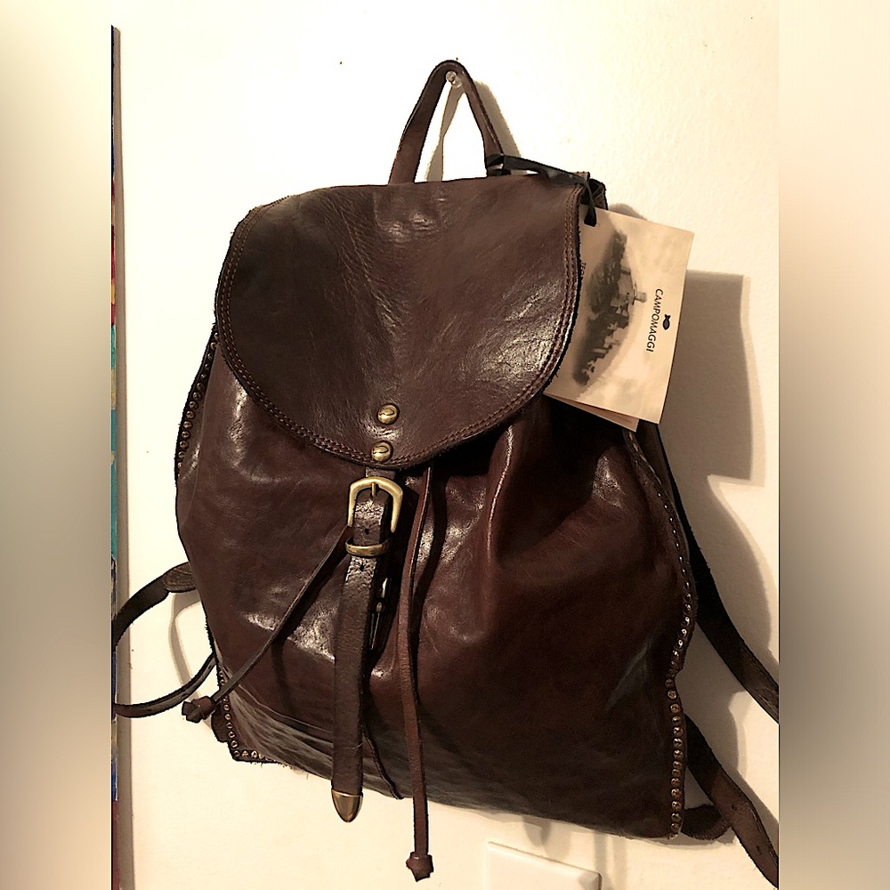 NWT Campomaggi backpack w/studs-dark brown